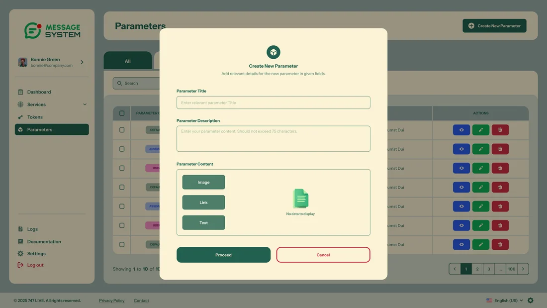 Messaging Platform - Parameter builder